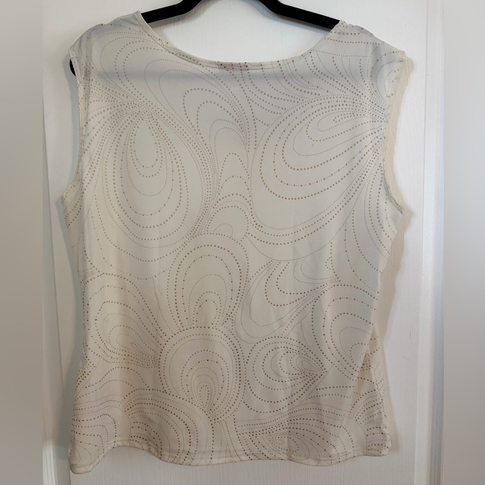 Ivory Brass Stud Embellished Sleeveless Top. Sz XL - Picture 3 of 4